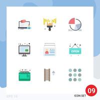 Modern Set of 9 Flat Colors and symbols such as badge management hobby content analytics Editable Vector Design Elements