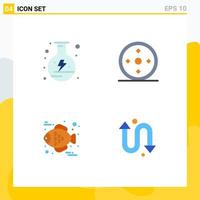 Mobile Interface Flat Icon Set of 4 Pictograms of electricity food flask sports arrows Editable Vector Design Elements