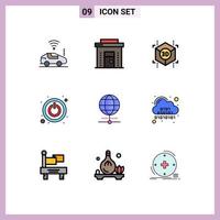 paquete de iconos de vectores de stock de 9 signos y símbolos de línea para elementos de diseño de vectores editables de energía del interruptor de la tienda del globo del navegador