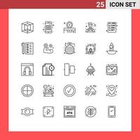 25 Universal Lines Set for Web and Mobile Applications development code dressing table browser painter Editable Vector Design Elements