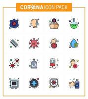 nuevo coronavirus 2019ncov 16 paquete de iconos de línea llena de color plano investigación de fitness prueba de laboratorio sucia coronavirus viral 2019nov elementos de diseño de vector de enfermedad