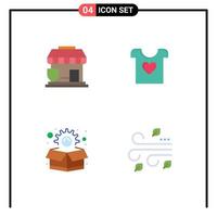 Pack of 4 Modern Flat Icons Signs and Symbols for Web Print Media such as insurance package shop heart blowing Editable Vector Design Elements