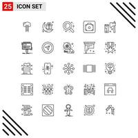 Line Pack of 25 Universal Symbols of service lift celebration baggage search Editable Vector Design Elements