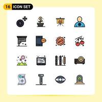 Universal Icon Symbols Group of 16 Modern Flat Color Filled Lines of development coding blackboard cartridge friend Editable Creative Vector Design Elements