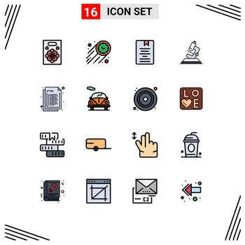 Set of 16 Modern UI Icons Symbols Signs for design zoom e science lab Editable Creative Vector Design Elements