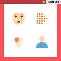 Group of 4 Flat Icons Signs and Symbols for emotion male sad dotted data Editable Vector Design Elements