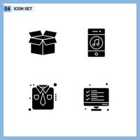 User Interface Pack of 4 Basic Solid Glyphs of box fashion communications player work wear Editable Vector Design Elements