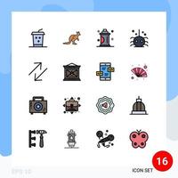 Universal Icon Symbols Group of 16 Modern Flat Color Filled Lines of spider halloween trave bug salon Editable Creative Vector Design Elements