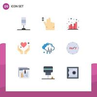 Stock Vector Icon Pack of 9 Line Signs and Symbols for all day rain seo cloud love Editable Vector Design Elements