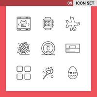 Modern Set of 9 Outlines and symbols such as globe education technology transportation refresh Editable Vector Design Elements