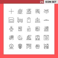 Pack of 25 Modern Lines Signs and Symbols for Web Print Media such as bread bakery pump search management Editable Vector Design Elements