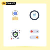 Group of 4 Modern Flat Icons Set for business protect modern hamburger security Editable Vector Design Elements