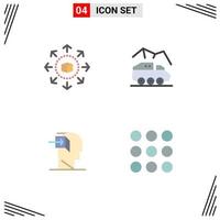 Pictogram Set of 4 Simple Flat Icons of ecommerce door shopping store rover inner Editable Vector Design Elements