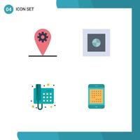 Modern Set of 4 Flat Icons Pictograph of gear call finance contact computer Editable Vector Design Elements