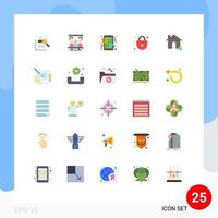 Modern Set of 25 Flat Colors Pictograph of security play project ui grid Editable Vector Design Elements