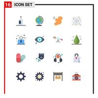 Mobile Interface Flat Color Set of 16 Pictograms of modern business map atom science Editable Pack of Creative Vector Design Elements