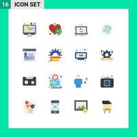 Pictogram Set of 16 Simple Flat Colors of design jewel data gem sync Editable Pack of Creative Vector Design Elements