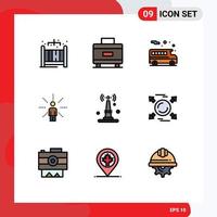 9 Universal Filledline Flat Color Signs Symbols of things iot transportation internet perception Editable Vector Design Elements