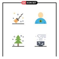 4 User Interface Flat Icon Pack of modern Signs and Symbols of broom event witchcraft user tree Editable Vector Design Elements