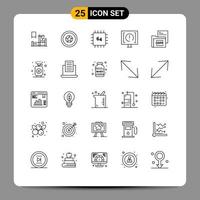 Line Pack of 25 Universal Symbols of support help chip customer hardware Editable Vector Design Elements