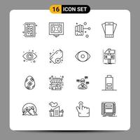 Set of 16 Commercial Outlines pack for view tilt stadium smartphone mobile Editable Vector Design Elements