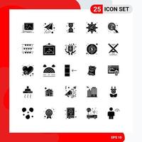 Universal Icon Symbols Group of 25 Modern Solid Glyphs of megaphone loudspeaker heart announcement waiting Editable Vector Design Elements