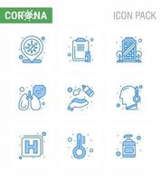 COVID19 corona virus contamination prevention Blue icon 25 pack such as clean clean medicine lungs staying viral coronavirus 2019nov disease Vector Design Elements