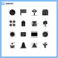 símbolos de iconos universales grupo de 16 glifos sólidos modernos de ropa amigos signos conexiones aprendizaje elementos de diseño vectorial editables vector