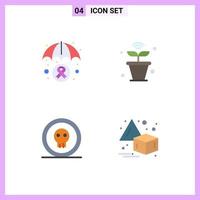 4 Universal Flat Icons Set for Web and Mobile Applications health coin cancer awareness nature halloween Editable Vector Design Elements