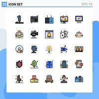 Pack of 25 creative Filled line Flat Colors of computer storage song error computer Editable Vector Design Elements