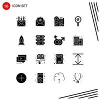 Stock Vector Icon Pack of 16 Line Signs and Symbols for speedup rocket target microbiology biology theorem Editable Vector Design Elements