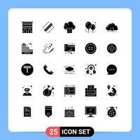 Universal Icon Symbols Group of 25 Modern Solid Glyphs of data syncing states cloud baby stuff Editable Vector Design Elements