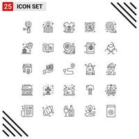 Group of 25 Lines Signs and Symbols for find graph cancer dollar analysis Editable Vector Design Elements