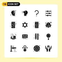 16 Universal Solid Glyph Signs Symbols of mobile toggle switch help on design element Editable Vector Design Elements