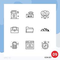 Outline Pack of 9 Universal Symbols of data folder discount hand bag suitcase Editable Vector Design Elements