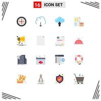 16 Universal Flat Colors Set for Web and Mobile Applications payment market server invoice upload Editable Pack of Creative Vector Design Elements