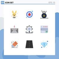 9 Flat Color concept for Websites Mobile and Apps server setting sport search gear Editable Vector Design Elements