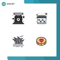 Pictogram Set of 4 Simple Filledline Flat Colors of check weight harbour weighing marketing sydney Editable Vector Design Elements