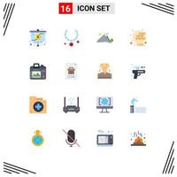 Set of 16 Commercial Flat Colors pack for camera human mountain code scene Editable Pack of Creative Vector Design Elements