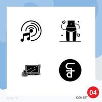 4 iconos creativos signos y símbolos modernos de cd disco seguridad dieta mujer inicio de sesión elementos de diseño vectorial editables vector