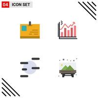 Set of 4 Vector Flat Icons on Grid for card science pass business uranus Editable Vector Design Elements