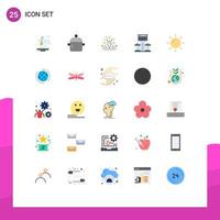Pack of 25 Modern Flat Colors Signs and Symbols for Web Print Media such as sunny day fire bar city Editable Vector Design Elements
