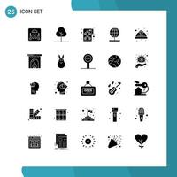 Group of 25 Solid Glyphs Signs and Symbols for labor day strategy world navigation Editable Vector Design Elements