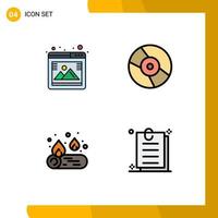 4 Universal Filledline Flat Colors Set for Web and Mobile Applications gallery camping browser disk contract Editable Vector Design Elements