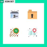 4 Thematic Vector Flat Icons and Editable Symbols of appointment stopwatch balance private web Editable Vector Design Elements