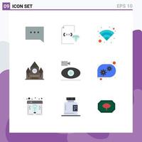 9 Creative Icons Modern Signs and Symbols of camera cam technology landmark centre block Editable Vector Design Elements