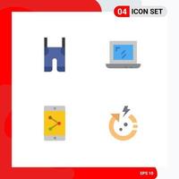 Group of 4 Modern Flat Icons Set for baby mobile pants design arrow Editable Vector Design Elements