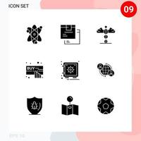 Set of 9 Modern UI Icons Symbols Signs for locker hand product click greece Editable Vector Design Elements