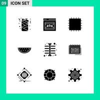 9 Universal Solid Glyph Signs Symbols of business skeleton xray patch ray water Editable Vector Design Elements