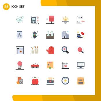paquete de 25 colores planos creativos de la aplicación html sun file desarrollar elementos de diseño vectorial editables vector